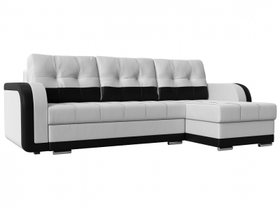 Угловой диван Марсель (экокожа белый чёрный)